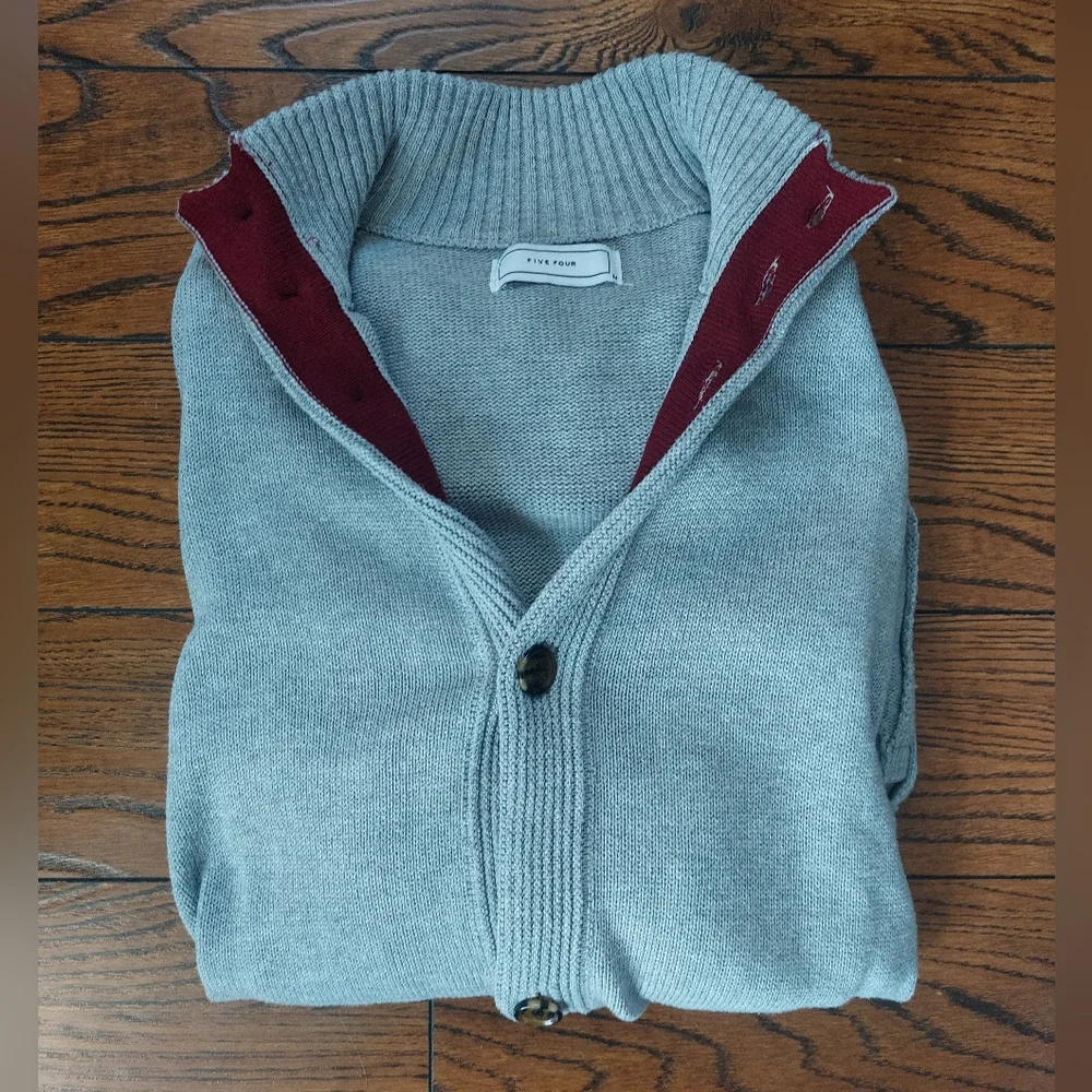 Gray Button-Up Men's Sweater - Picture 3 of 6